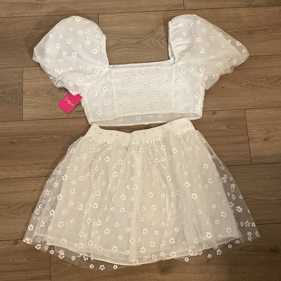 NWOT Buddy Love Cutie Skirt Top Set English Daisy Bridal White & Gold Medium - Picture 8 of 11